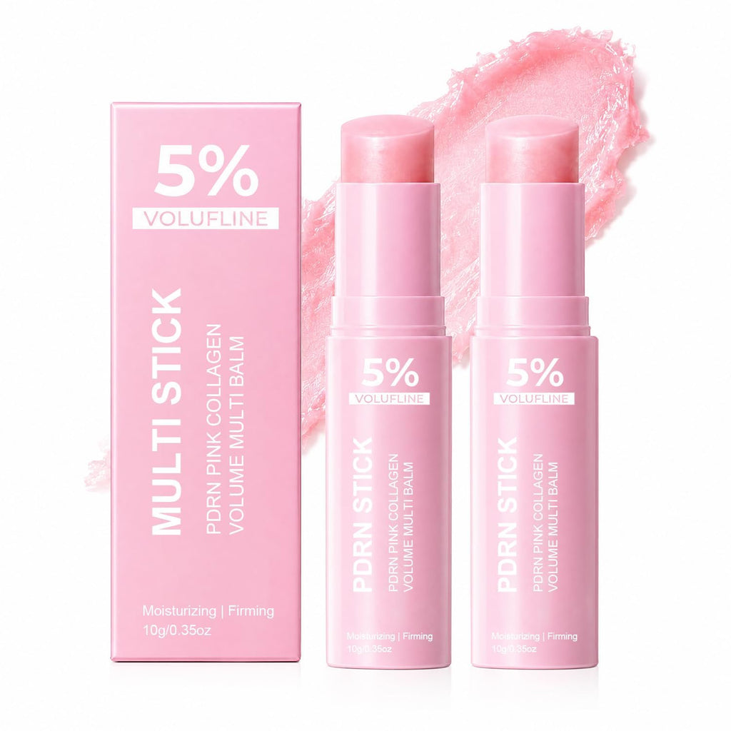PDRN Pink Collagen Volume Multi Balm 2 PCS- Face & Body Plumping Stick with PDRN, NAD, Collagen for Under Eyes, Neck, Forehead, Smile Lines, Lips Firming, Radiance