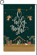 IOEVE Christmas Garden Flag Burlap Double Sided Oh Holy Night Yard Flag Winter Holiday Nativity Xmas Scene Story Small Flag Outdoor Indoor Lawn Decoration 12.5 x 18inch A0410