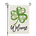 ERGOX BEAUTY St Patricks Day Shamrock Garden Flag 12x18 Inch Double Sided for Outside Polka Dots Small Burlap Green Welcome Yard Holiday Flag