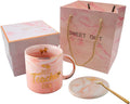 ERGOX Best Teacher Ever Pink Marble Ceramic Coffee Mug (11.5oz) and Coasters Set - Teacher Gifts - Teacher Appreciation Gifts - Gifts for Teacher - Birthday Gifts Ideas for Teacher