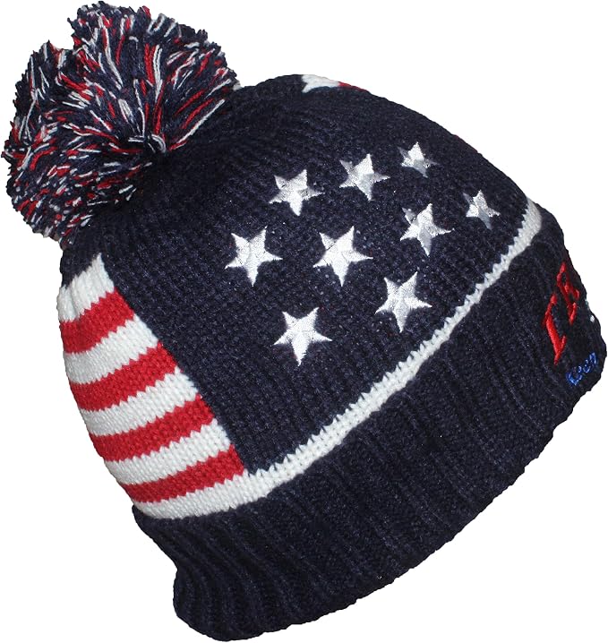 ERGOX Adult US Flag Embroidered Trump 2020 Keep America Great Beanie - Navy/White