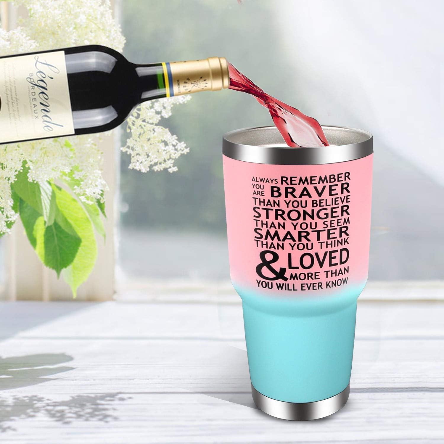 ERGOX inspirador regalo 30 oz. Always Remember You Are Braver Than You Believe, Stronger, Smarter and Loved More Than You Will Ever Know para mujeres