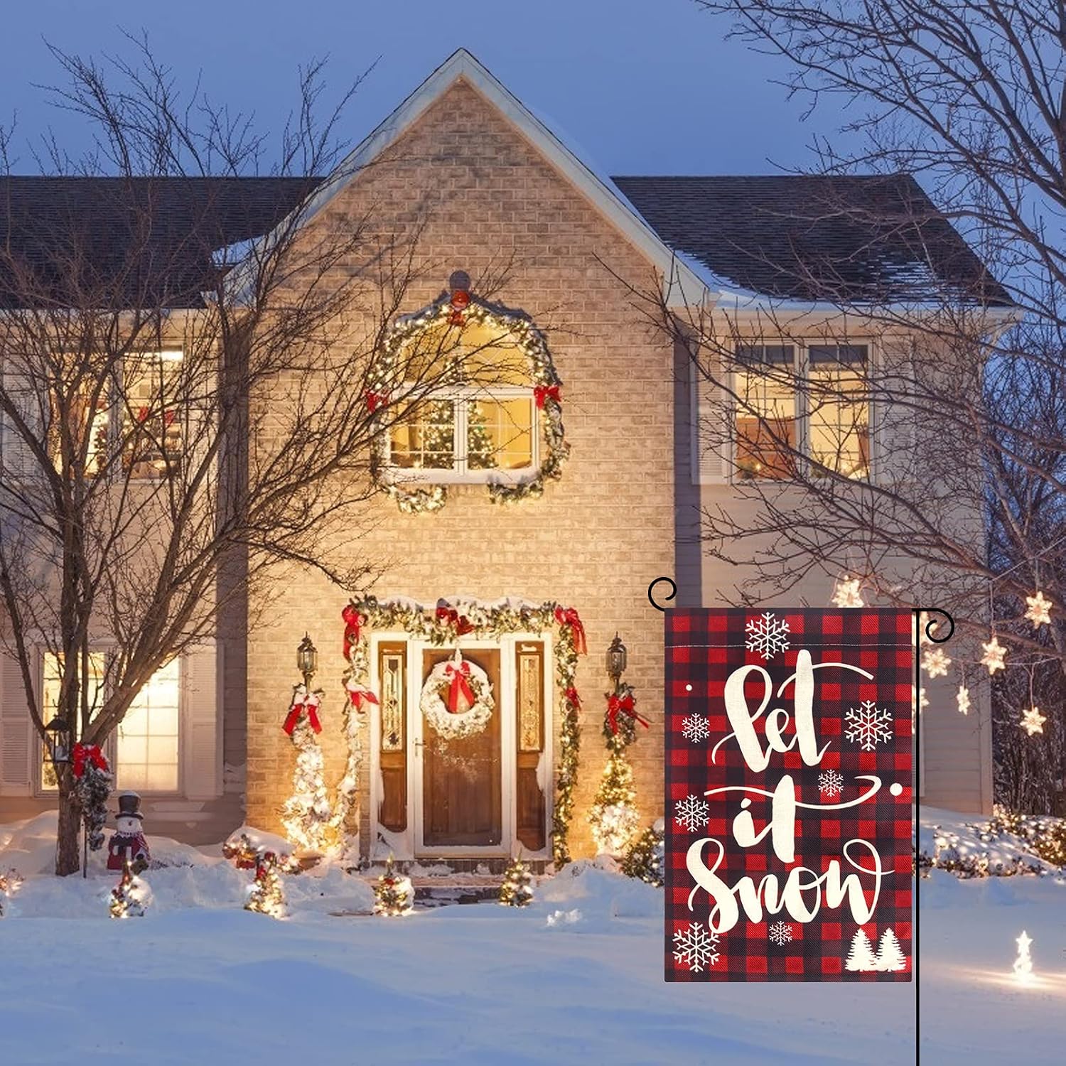 IOEVE Besteek Christmas Garden Flag, Buffalo Plaid Christmas Decorations, Farmhouse Small Burlap Double Sided Christmas Flag, Merry Christmas Winter Holiday Yard Outdoor Decoration (12.5" x 18")