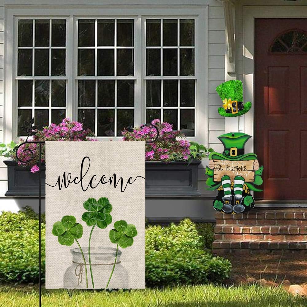 ANOCE Patricks Day Garden Flag 12x18 Inch Double Sided for Outside Small Burlap
