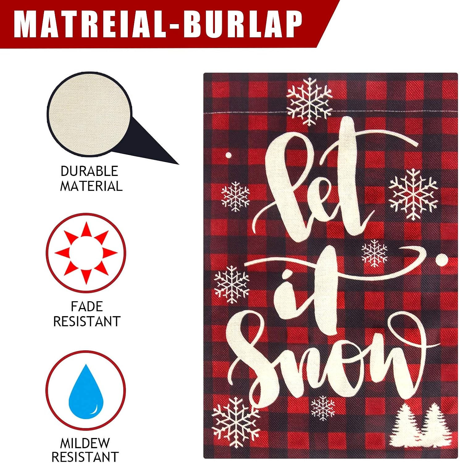 IOEVE Besteek Christmas Garden Flag, Buffalo Plaid Christmas Decorations, Farmhouse Small Burlap Double Sided Christmas Flag, Merry Christmas Winter Holiday Yard Outdoor Decoration (12.5" x 18")