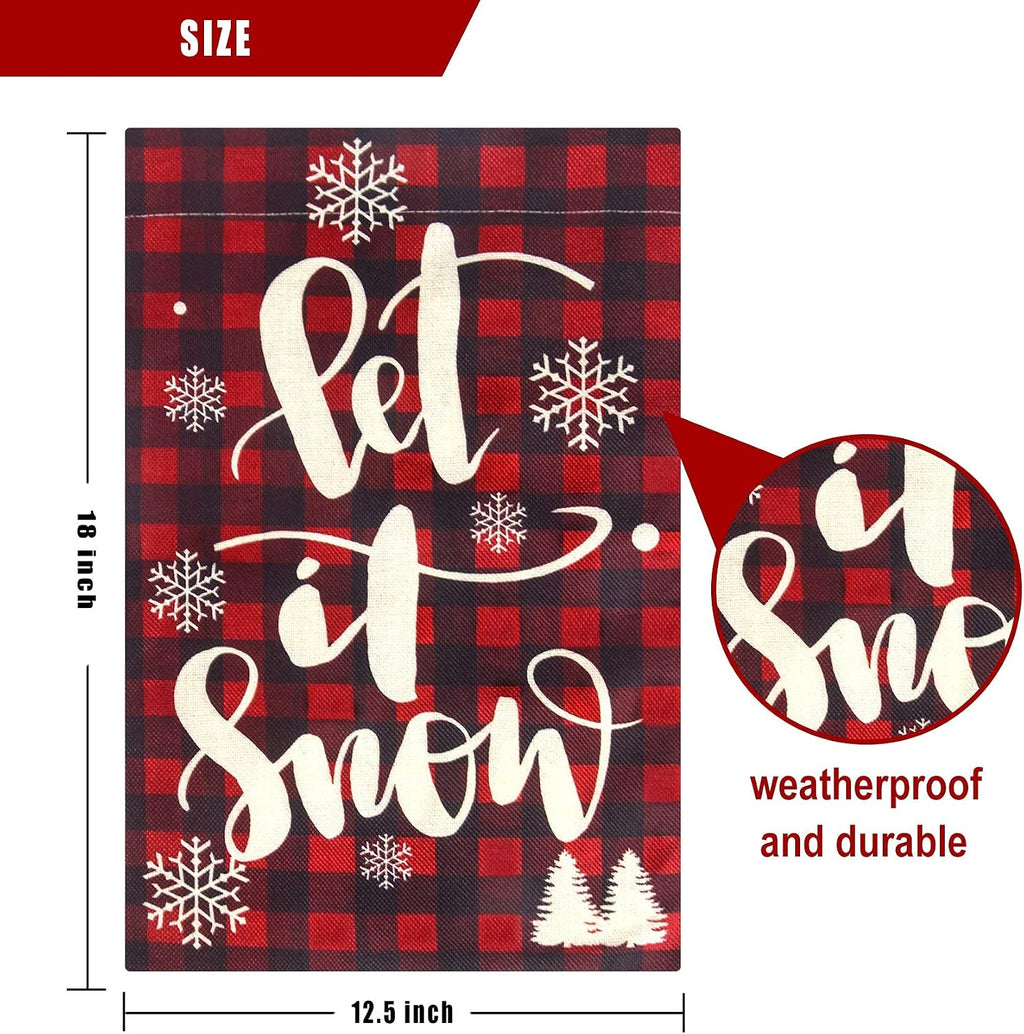 IOEVE Besteek Christmas Garden Flag, Buffalo Plaid Christmas Decorations, Farmhouse Small Burlap Double Sided Christmas Flag, Merry Christmas Winter Holiday Yard Outdoor Decoration (12.5" x 18")